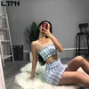 SPECIAL OFFER SOMMAR INS SLAID TWO PIEW SET KVINNOR SEXY TUBE TOP TOPTREND CASUAL Slim High Waist Frill Bag Hip Skirt Suit 210427