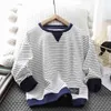 Sudadera de algodón para niños, estilo primavera y otoño, jersey de rayas para niños, camiseta 1015 01 210622