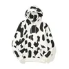 Sweats à capuche pour hommes Sweats pour hommes 21ss Automne Vache Spot Impression Lâche Couple Loisirs Sweat À Capuche En Peluche Kawaii Mignon Drôle Style Exceptionnel