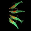 4個の発光ソフトエビシミュレーション釣りルアーエビの餌の人工マスの香りシングルフックタックルジッグ