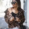 Giacche in pelliccia sintetica da donna Cappotti Trendy Winter Leopard Animal Print Giacca in finto coniglio Donna Streetwear Autunno Cappotti in peluche 211207