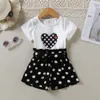 Été amour T-shirt + dot shorts deux pièces bébé fille ensemble de vêtements à manches courtes enfants tenues vêtements