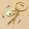 Metal Enamel Artist Paint Color Palette Key Ring Brush Painter Charm Keychain Bag Hanging women men Student Fashion Jewelry Graduation Gift