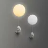 Round Moon Led Wall Lamps Nordic Creative Astronaut Children's Room Bedroom Bedside Cartoon Boy Girl Background Wall Lamp ZB0187