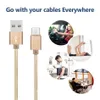 USB C Phone Cable Braided Nylon Alloy Metal Cables 1M 2M 3M For Samsung Huawei Xiaomi Cellphone Adapter