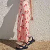 Women Summer Sweet Casual Skirts ZA High waist Print Split fork Female Elegant Fashion Street Mid-Calf Skirt Clothing 210513