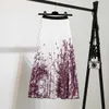 Мода высокая талия белые плиссированные юбки летний европейский цветок напечатаны длинные для женщин Mid-Calf Jupe Quality юбка 210708