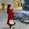 Abiti da ragazza Abito in velluto da bambina Inverno Peluche rosso per bambini Anno principessa 11-73