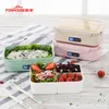 1400 ml mikrowellengeeignete japanische Lunchbox Lebensmittelaufbewahrungsbehälter Bento mit Löffeln Essstäbchen für Kinder Kinder 210925