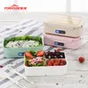 1400ml Microwavable Japansk lunchlåda Matförvaringsbehållare Bento med skedar ätpinnar för barn Barn 210925