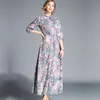 Vintage imprimé floral élégant longue tenue décontractée femmes été simple boutonnage chemise robes taille balançoire cheville longueur Vestidos 210520