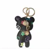 Fashion Key Chain Accessories Tassel Key Ring PU Leather Bear Pattern Car Keychain Jewelry Bags Pendant