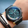 44mm Aquatimer Family Watches Chronograph Edition Laureus IW379507 Blue Dial Miyota Quartz Mens Watch PVD ​​Black Steel Case Rubber 279z