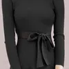 秋の冬の長袖セーターのドレスの女性のオールベルトエレガントなソリッドスリムなvestido da Festra 210520