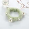 Scrunchie Stretch Plush Headband Scrunchies Women Girls Elastic Faux Fur Pearl Hair Bands Accessories Hairs Tie Ring Headdress