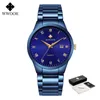 WWOOR Mens Watches Quartz Analog Automatic Date Japan Movement Waterproof Blue Stainless Steel Roman Man Wristwatch Reloj Hombre 210527