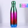 500 ml 17oz roestvrijstalen vacuüm geïsoleerde waterfles dubbelwandige cola vorm thermos-externe metalen reizen flessen - lekvrije sport fles regenboogkleur