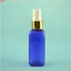 50ml x 300 garrafa de viagem de plástico quadrado azul com pulverizador, recarregável vazia para produtos de embalagem de cosméticos