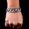 Glamorös man punk brett armband armband personlighet metall högkvalitativa kors wrap mode smycken Q0719