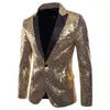 Herrenanzüge Blazer 2021 Männer Shiny Gold Pailletten Glitter Verzierte Blazer Jacke Casual Jäten Party Anzug Bühne Kleidung