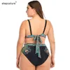 Plus storlek bikini kvinnor sexig baddräkt push up badkläder utskrift set stora baddräkter beachwear swimming kostym 4xl 210521