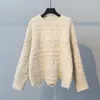 Frauen Chic Pullover und Pullover Welle Beige Lose Stil Strickpullover Rot Weihnachten Pullover Pull Femme 210430