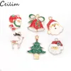 Kolorowe Święty Mikołaj Bell Christmas Tree Charms na naszyjnik Bransoletka DIY Biżuteria Ustalenia 10 sztuk / partia