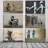 Banksy plakat Graffiti Pop obraz ścienny na płótnie plakaty artystyczne i abstrakcyjne wydruki zdjęcia ścienny do wystrój salonu Cuadros