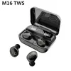 M16 TWS BT5.1 블루투스 이어폰 대형 스크린 LED 디지털 디스플레이 터치 컨트롤 블루 치아 2000mAh 이어폰 모바일 충전을위한