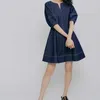 Sweet Slow Sleeve Mini Dres Linha Brilhante Decoração Design Vestidos Simples Japão Estilo Elegante V-Pescoço 210525