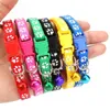 12Pcs/lot Dog Collar Reflective Nylon with Bell Pet Cute Fashion Paw Dog Cat Puppy Charm Adjustable Lovely Safety Collars 210712