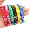 12Pcs/lot Dog Collar Reflective Nylon with Bell Pet Cute Fashion Paw Dog Cat Puppy Charm Adjustable Lovely Safety Collars 210712