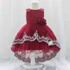 Enfant en bas âge bébé filles robes fleur robes de baptême bébé baptême princesse traînant 1ère année anniversaire robe enfants vêtements G1129