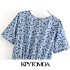 Женщины Chic Fashion Floral Print Ruffled мини-платье с коротким рукавом назад на молнии женские платья Vestidos Mujer 210420