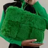 Designer- Tote do saco de pelúcia com interior destacável Bolso zíper inverno tecido tecido grande capacidade de compras bolsa de bolsa