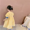 Été style coréen filles Floral dentelle Patchwork robes de princesse enfant en bas âge enfants coton robe à manches courtes 210615