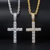 Хип-хоп крест подвеска ожерелье для женских ювелирных изделий женское заявление со льдом цепочка золота цвет украшенные аксессуары P003