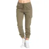 Kobiety Solidne spodnie Cargo 2020 Jesień Casual Sznurowanie Sznurek High Paist Dna Spodnie Fitness Dres Hip Hop Pant Q0801