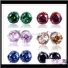 Earings For Woman Wedding Rhinestone Gemstone Crystal Stud Earrings Korean Fashion Jewelry Plated Zircon Ps1552 Kr4Uy Anw02