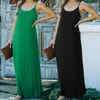 女性のドレススパゲッティストラップ夏のドレスプラスサイズの緑の黒の長いボヘミアン210513
