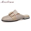 Mulheres Sapatos Deslizadores de Verão Fivela Glitter Flat com Causal Bling Square Dedo Do Teé Ouro Grande Tamanho 3-12 210517