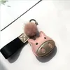 Fulffy véritable boule de fourrure de vison pompon Animal porte-clés cochon sac à dos charme pour femmes filles