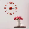 Horloges murales sans cadre bricolage horloge 3D acrylique autocollant salon décor chiffres arabes adhésif kit d'art moderne pour chambre à coucher