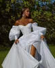 Robes de mariée de plage Boho une ligne robes de mariée à manches longues fendu blanc robe de mariage robe de noiva273Q