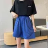 4 Färg sommar Elegant lin Hög midja Shorts Kvinnor Casual Wide Lose Loose Bomull Kort Byxor Bottom Pant Pocket Shorts 2022 Y220311