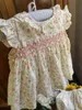 Baby girl summer Spanish smocking princess dress kids cotton short sleeve floral dress G1129