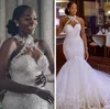 Arabski ASO Ebi Vintage Koronki Zroszony Suknie Do Wesele Syrenka Suknia Bridal Seksowne Seksowne Suknie Vestidos De Mairee Casual