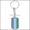 Keychains Fashion Accessories Blandade Pride LHBT Bisexual Round Key Chain Metal Drop Delivery 2021 8DE
