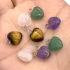 10mm mini cristal naturel Agate pierre amour coeur breloques Quartz Rose pendentifs à la mode pour la fabrication de bijoux en gros