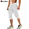 Magcomsen sommar joggare sweatpants män 3/4 längd avslappnad byxor med dragkedja fickor gym fitness träning sportkläder byxor 210715